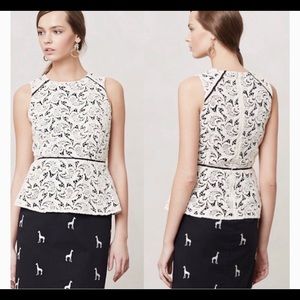 Anthropologie Maeve Scrolling Lace peplum top